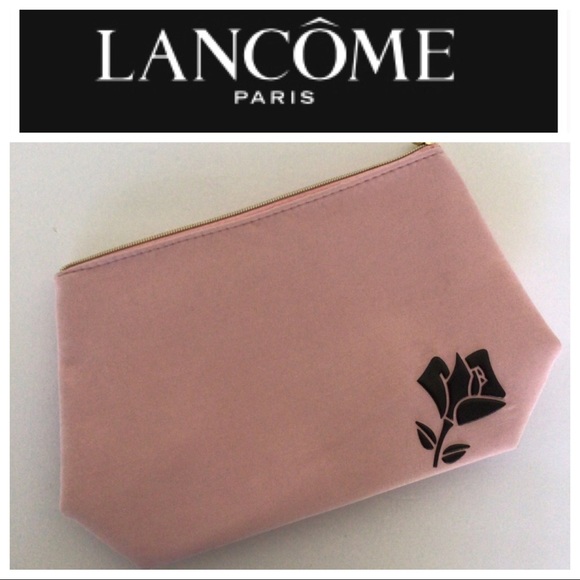 LANCÔME PINK VELVET COSMETIC BAG NWOT - Picture 1 of 8